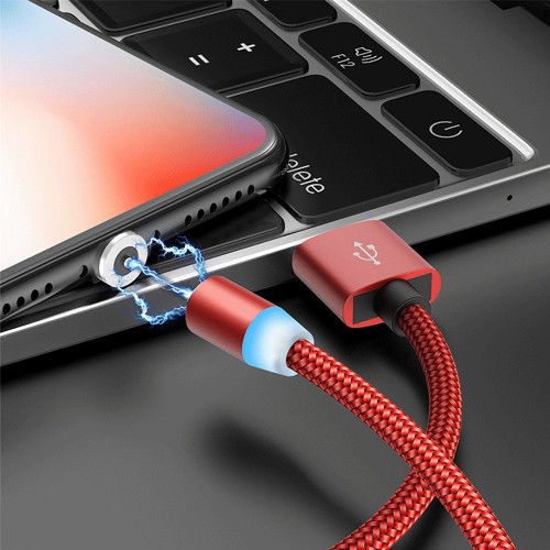 Кабель магнитный 3в1 Type-C Lightning Micro 1м 2.4А красный Puluz SYA001077101B