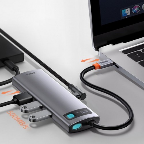 Concentrator hub USB Type-C 8în1 cititor carduri încărcare 100W Baseus Metal Gleam CAHUB-CV0G