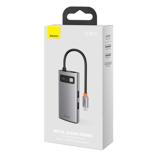 Концентратор хаб USB Type-C 4в1 HDMI 4K зарядка 100Вт Baseus Metal Gleam CAHUB-CY0G