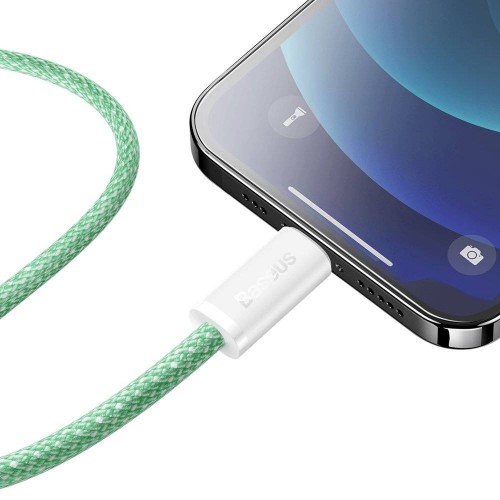Кабель Type-C Lightning для айфон PD 20Вт 2м зеленый Baseus Dynamic CALD000106