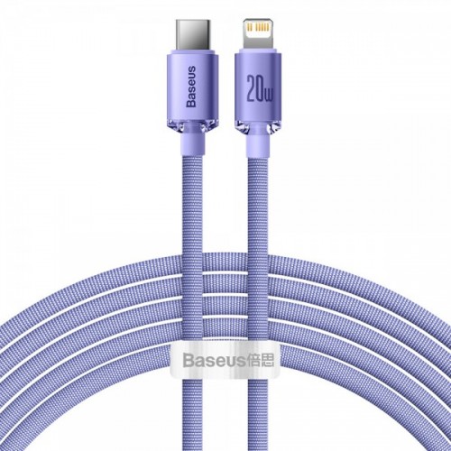 Кабель Type-C Lightning для айфон 20Вт 2м фиолетовый Baseus Crystal Shine CAJY000305