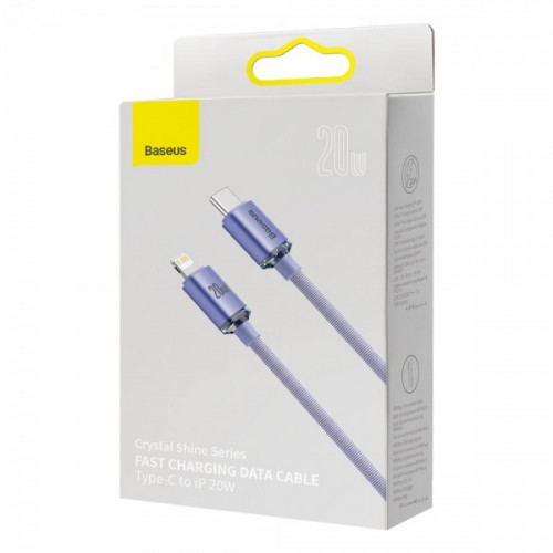 Кабель Type-C Lightning для айфон 20Вт 2м фиолетовый Baseus Crystal Shine CAJY000305