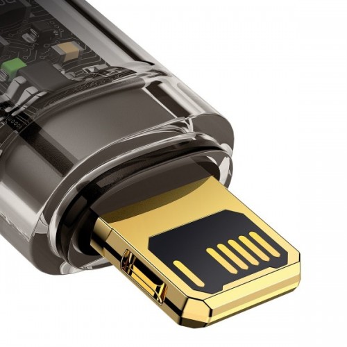 Кабель для айфон з автовідключенням Lightning 2.4А 1м чорний Baseus Explorer Series CATS000401