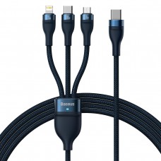 Кабель Type-C Micro Lightning 100Вт 1.5м синий Baseus Flash Series II CASS030203