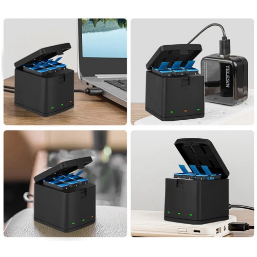 Зарядка GoPro 8/7/6/5 з двома акумуляторами Telesin BTR-802-B