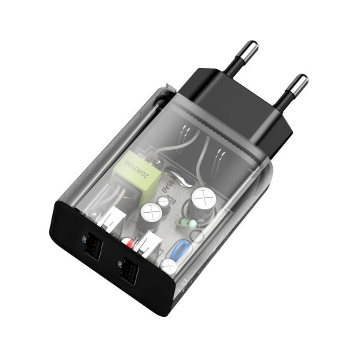 Зарядка 2x USB 10.5Вт 2.1А чорна Baseus CCFS-R01