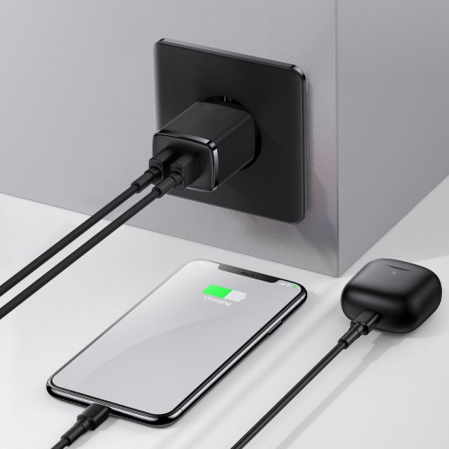 Зарядка для телефона планшета 10Вт 2х USB черная Baseus Compact CCXJ010201