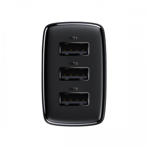 Зарядка для телефона планшета 17Вт 3х USB черная Baseus Compact CCXJ020101