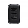 Зарядка для телефона планшета 17Вт 3х USB черная Baseus Compact CCXJ020101