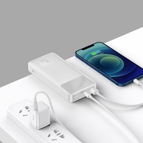 Powerbank 20000 mAh 15W 2x USB Type-C Micro alb Baseus Bipow PPDML-J02