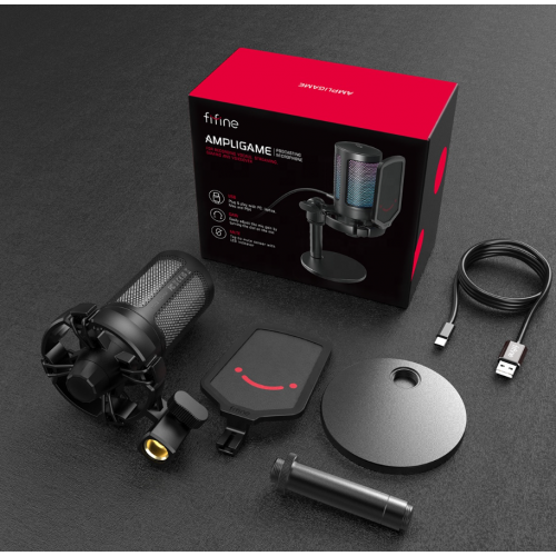 Мікрофон конденсаторний ігровий з поп-фільтром Fifine A6 RGB Ampligame