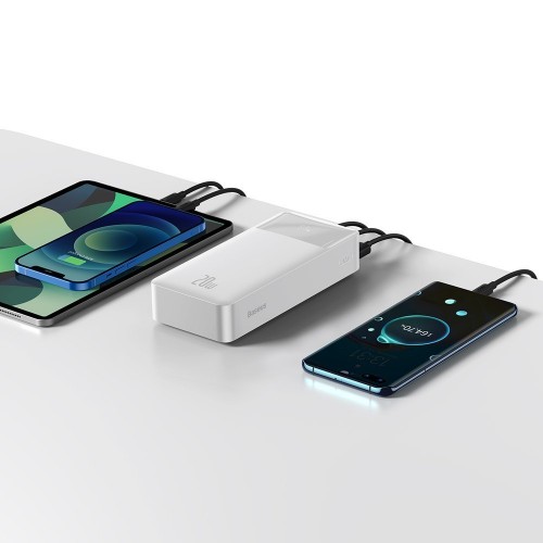 Powerbank redus 30000 mAh 20W 2x USB Type-C alb Baseus Bipow PPDML-N02
