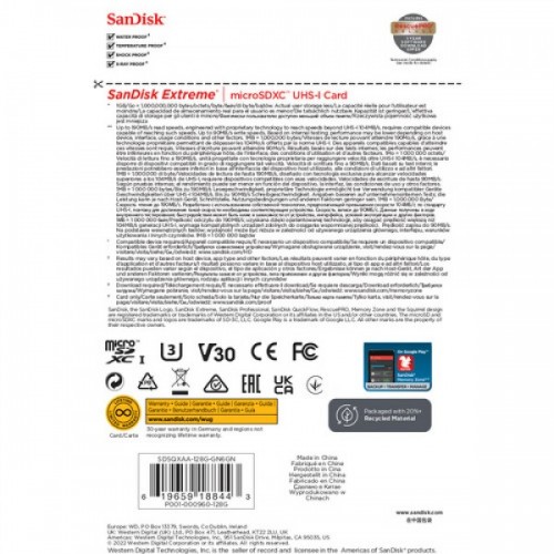 Карта пам'яті 128 ГБ microSDXC UHS-I U3 A2 SanDisk Extreme SDSQXAA-128G-GN6GN
