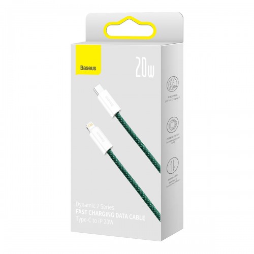 Кабель Type-C Lightning для айфон PD 20Вт 1м зеленый Baseus Dynamic 2 CALD040206