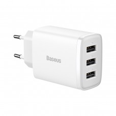 Încărcător pentru telefon tableta 17W 3x USB alb Baseus Compact CCXJ020102