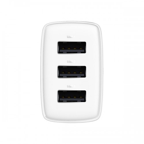 Зарядка для телефона планшета 17Вт 3х USB белая Baseus Compact CCXJ020102