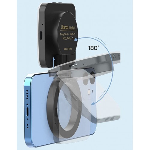 Lampă selfie pentru iPhone magnetică MagSafe neagră Ulanzi LT010 3021