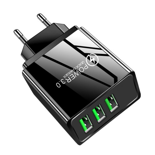 Зарядка 3x USB 15Вт 3.1А Quick Charge 3.0 AC Prof HJC-B05