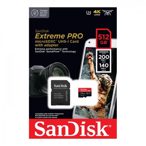 Карта пам'яті 512 ГБ microSDXC UHS-I U3 A2 SanDisk Extreme Pro SDSQXCD-512G-GN6MA