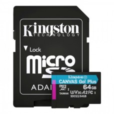 Карта памяти 64 ГБ U3 V30 A2 microSDXC Kingston Canvas Go! Plus SDCG3/64GB