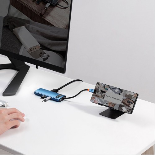 Концентратор хаб USB Type-C 8в1 картридер зарядка 100Вт Baseus Metal Gleam WKWG000103