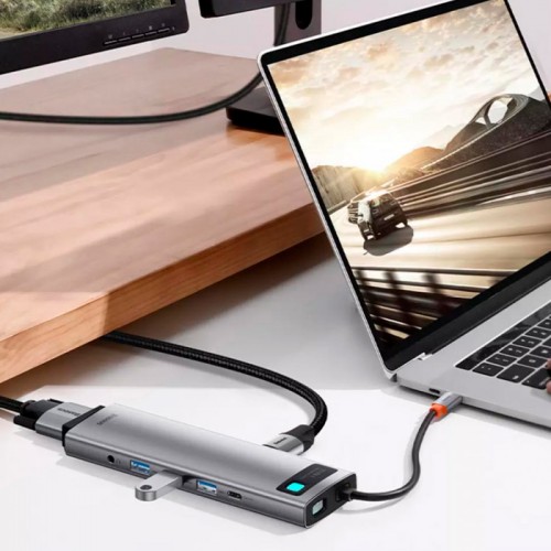Hub concentrator USB Type-C 11în1 VGA cititor de card încărcare 100W Baseus Metal Gleam CAHUB-CT0G