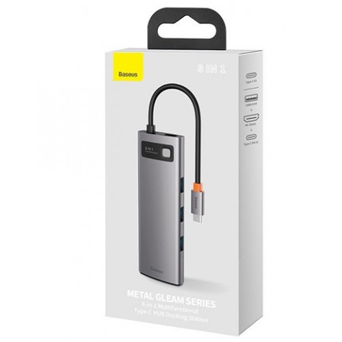 Hub concentrator USB Type-C 11în1 VGA cititor de card încărcare 100W Baseus Metal Gleam CAHUB-CT0G