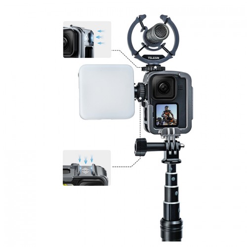Рамка вертикальна GoPro 12/11/10/9 алюміній холодний башмак Telesin GP-FMS-G11-TZ