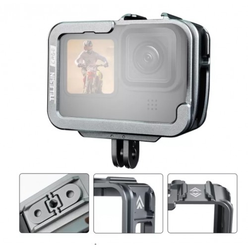Рамка вертикальна GoPro 12/11/10/9 алюміній холодний башмак Telesin GP-FMS-G11-TZ