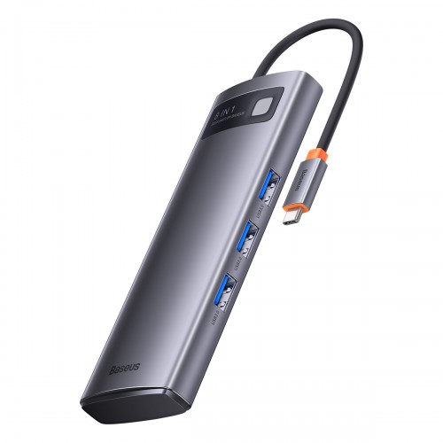 Concentrator hub USB Type-C 8în1 HDMI 4K cititor carduri încărcare 100W Baseus Metal Gleam WKWG050113