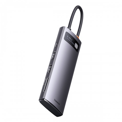 Concentrator hub USB Type-C 8în1 HDMI 4K cititor carduri încărcare 100W Baseus Metal Gleam WKWG050113