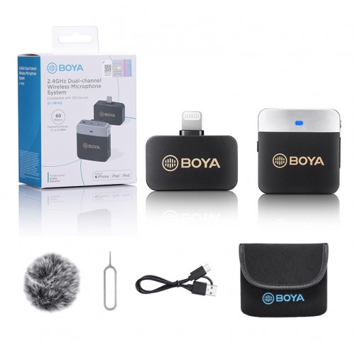 Microfon pentru iPhone wireless mini 60m 2.4GHz Boya BY-M1V5