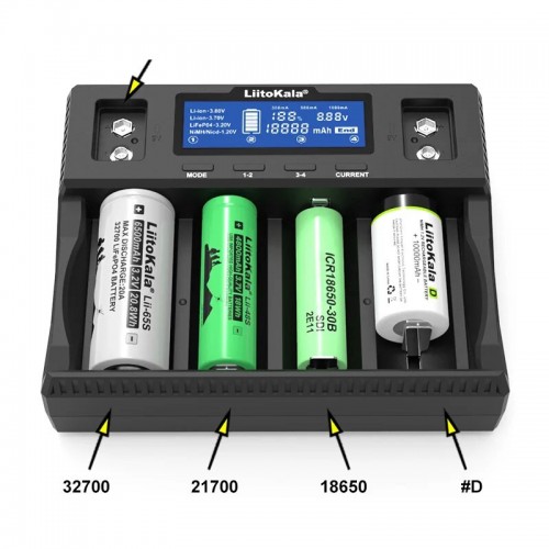 Зарядка 4 акумулятори 32700 18650 крона LiitoKala Lii-D4XL