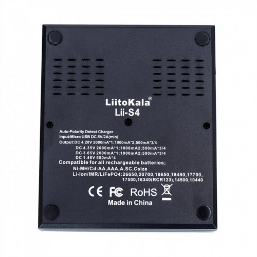 Інтелектуальний зарядний пристрій 2А 18650 AA AAA LiitoKala Lii-S4