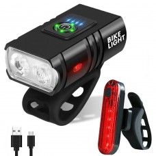 Велосвітло комплект передня/задня фара USB 1000мАгод LED T6 AC Prof BK02