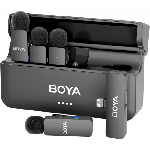 Бездротовий мікрофон на 4 петлички для телефона iPhone Lightning  BOYA BY-V4D