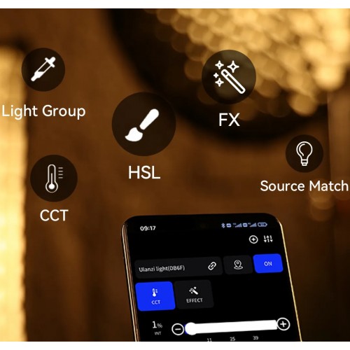 Reducere lumină continuă 200W 2700-6500K Ra 95+ control wireless Ulanzi VL-200Bi