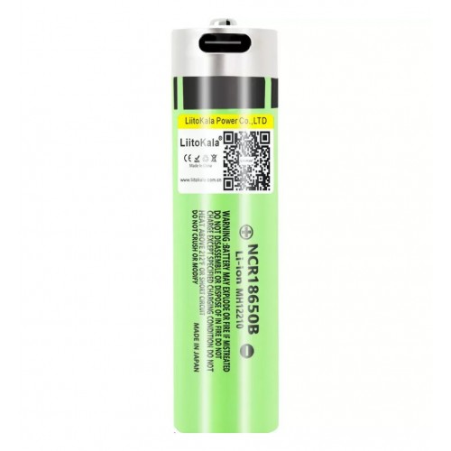 Аккумулятор 18650 с Type-C зарядкой Li-ion 3400мАч с защитой LiitoKala Lii-USB-34B