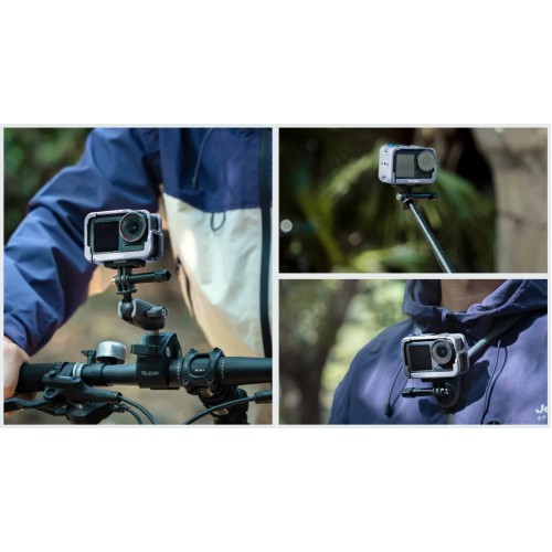 Алюмінієва рамка DJI Action 5 Pro/4/3 легка швидкознімна сіра Telesin S6-FMS-13BL-TDJ