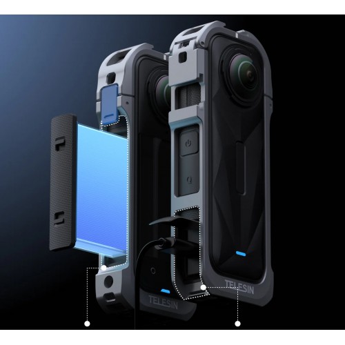 Рамка Insta360 X5 алюмінієва захисна з ковпачком Telesin S6-FMS-19-TIS