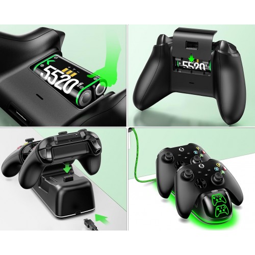 Зарядка та два акумулятори для геймпада Xbox 5520mWh OIVO IV-BX313X-RGB