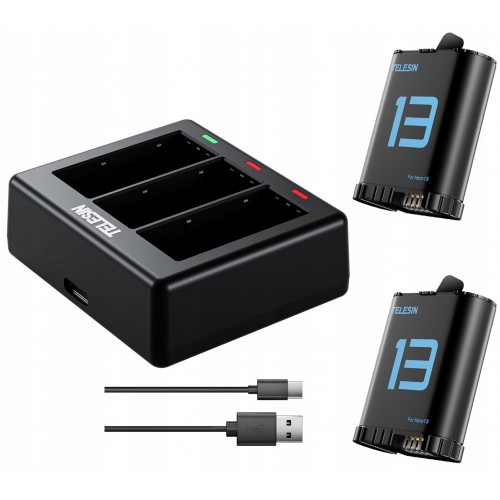 Акумулятори та зарядка для GoPro 13 Telesin S0-ECB-07-TGP