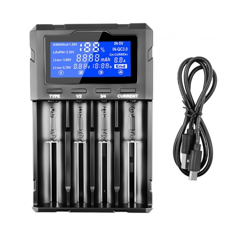 Зарядний пристрій для акумуляторів 18650 швидка зарядка QC3 LiitoKala Lii-KU4