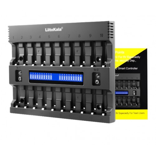 Зарядка на 20 акумуляторів AA AAA HR9V 1.2В/9В NiMH LiitoKala Lii-ND20