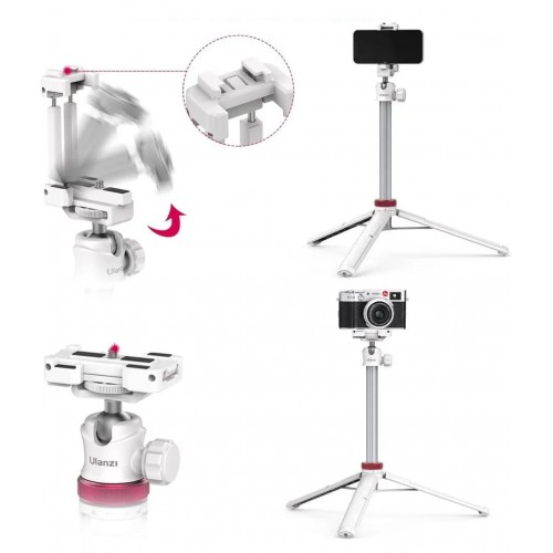 Штатив білий алюмінієвий з кріпленням для смартфона та камери 32-149см Ulanzi MT-44