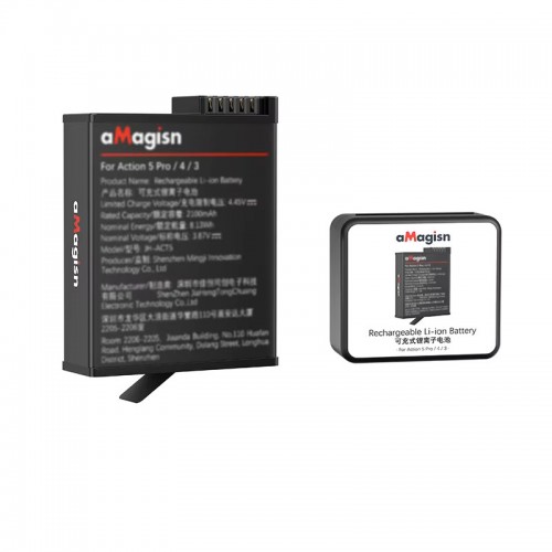 Зарядка та два акумулятори Action 6/5 Pro/Osmo 360 2100мАг PD3 aMagisn AA1921