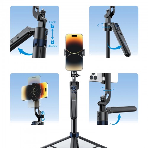 Штатив для телефону з автостеженням пультом та ручкою 35-160см Telesin P3-MS-03
