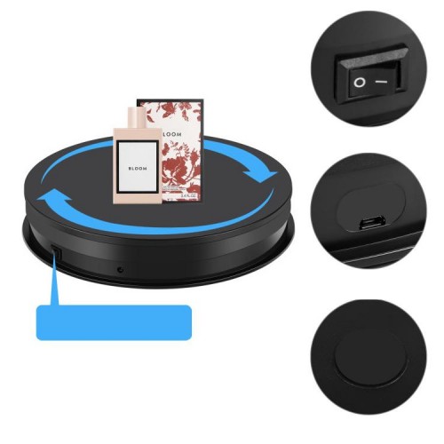 Предметний стіл поворотний 30см з пультом чорний для фото-відеозйомки Puluz PU3131B