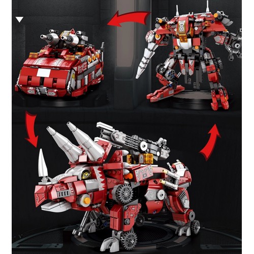 Конструктор трансформер 3в1 динозавр Трицератопс 930 деталей Reobrix Mecha Dino 33003