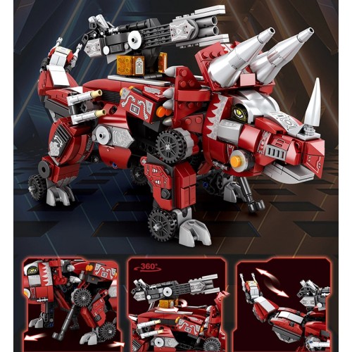 Конструктор трансформер 3в1 динозавр Трицератопс 930 деталей Reobrix Mecha Dino 33003